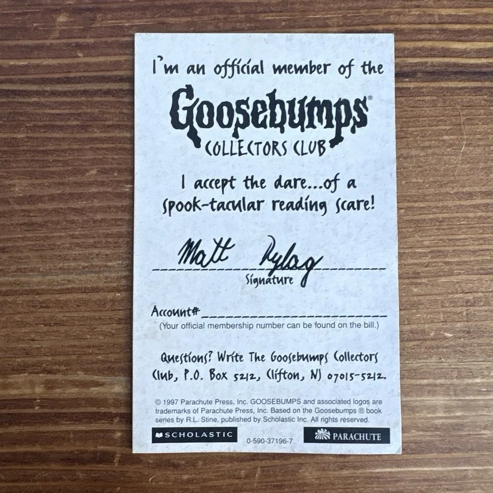 1997 Vintage Goosebumps Collectors Club Slappy Lenticular Hologram Card Rare‎